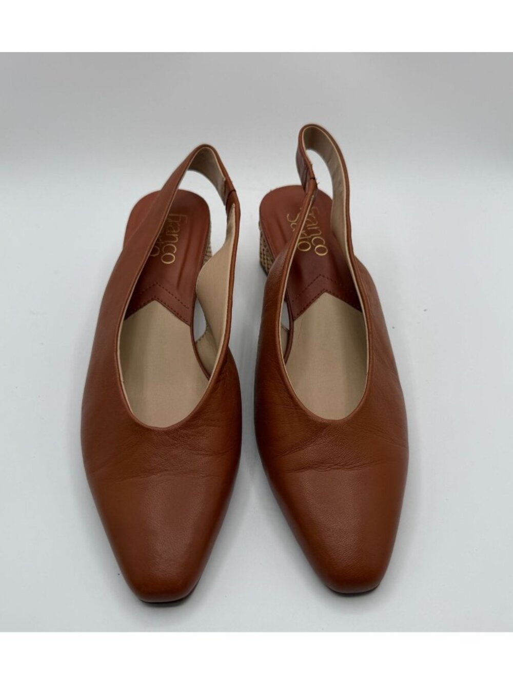 Franco Sarto Jonia Low Heel Brown Leather Slingback Pump Women Size 6.5M Career - Picture 2 of 16